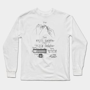 Lipstick with Mirror Vintage Patent Hand Drawing Long Sleeve T-Shirt